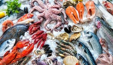 Fisk og skaldyr for at øge styrken hos mænd